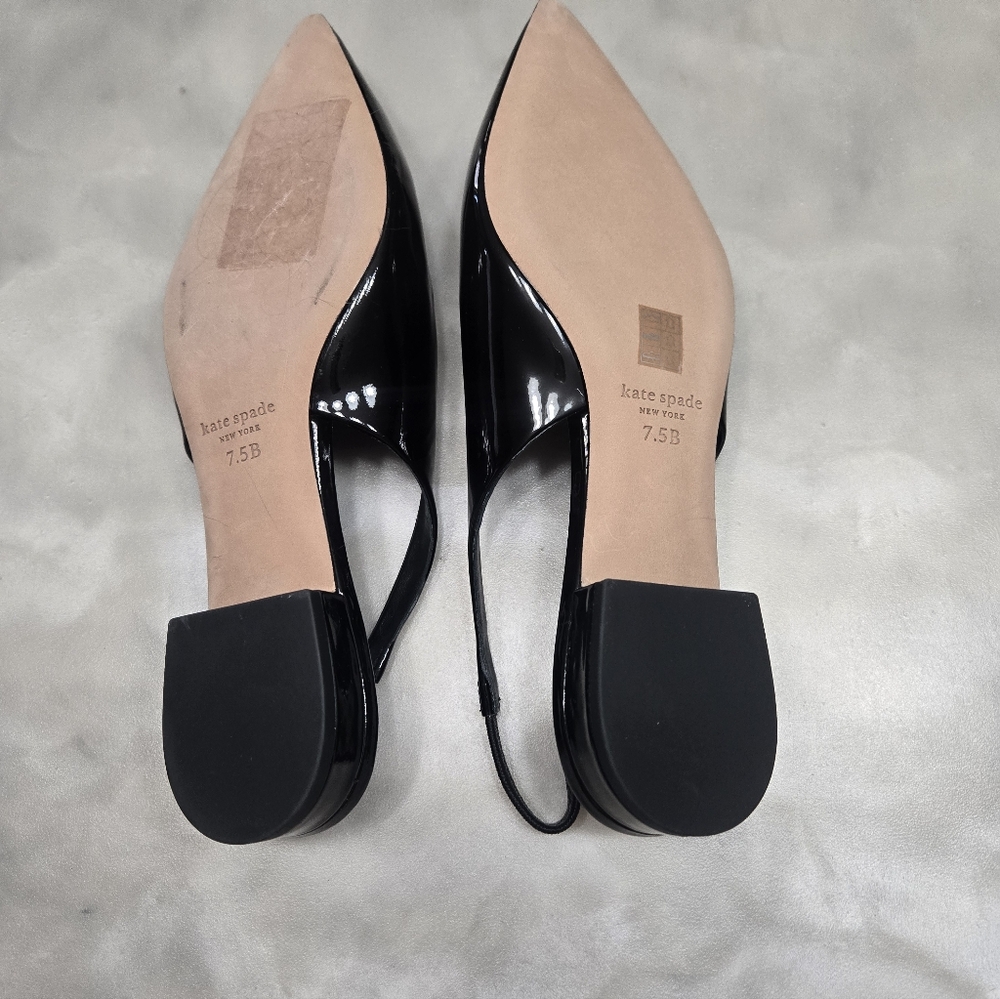 Kate Spade NY Lover Slingback Flat Black Patent Leather 1" Heels NWT Size 7.5B - Picture 5 of 10